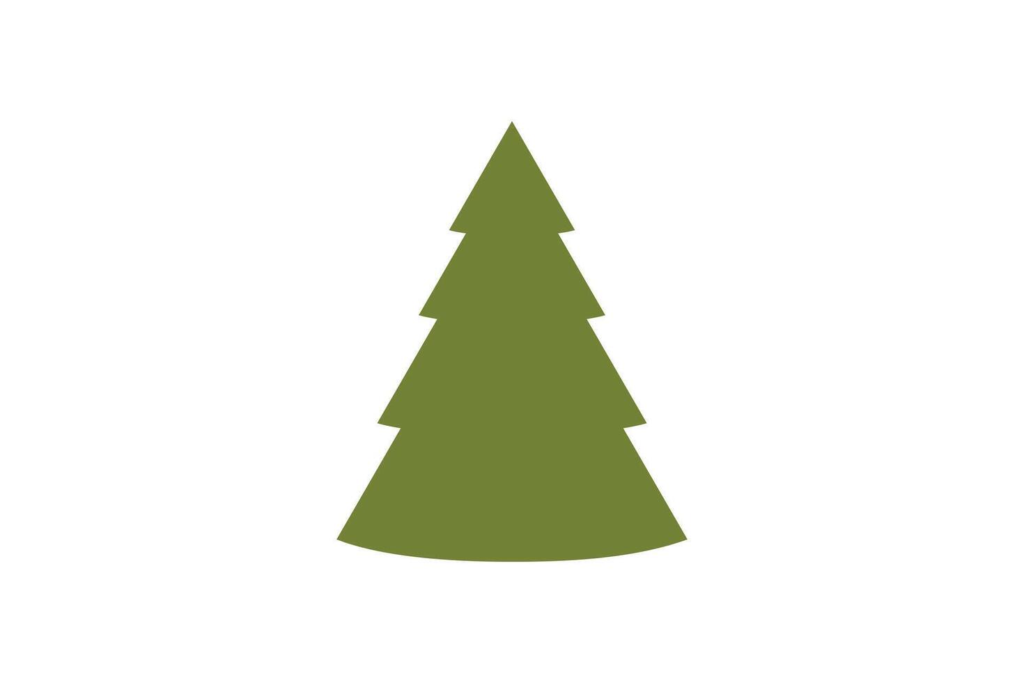 Minimalist illustration of a green Christmas tree set against a plain white background. vector
