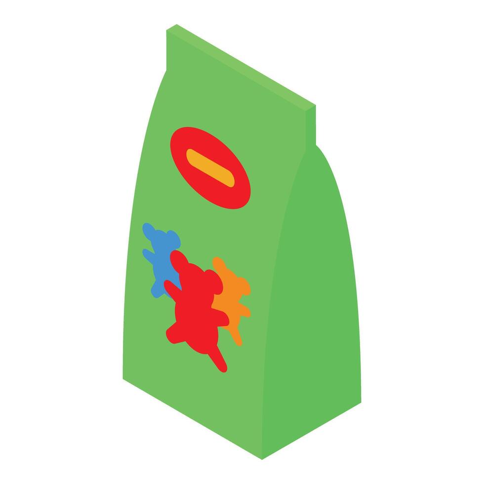 Green foil bag with gummy bears packaging standing up vector