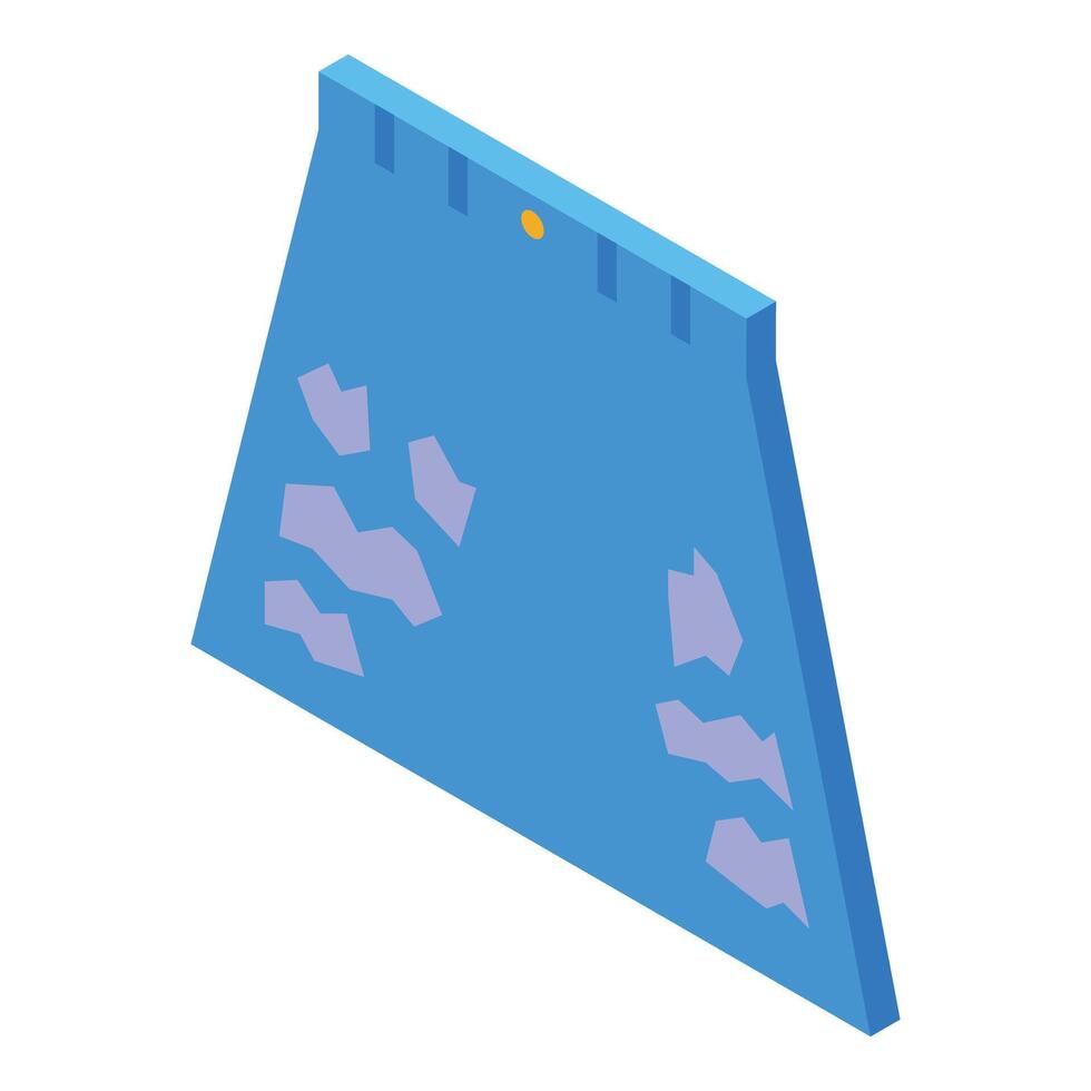 Blue denim skirt with purple patches isometric view vector