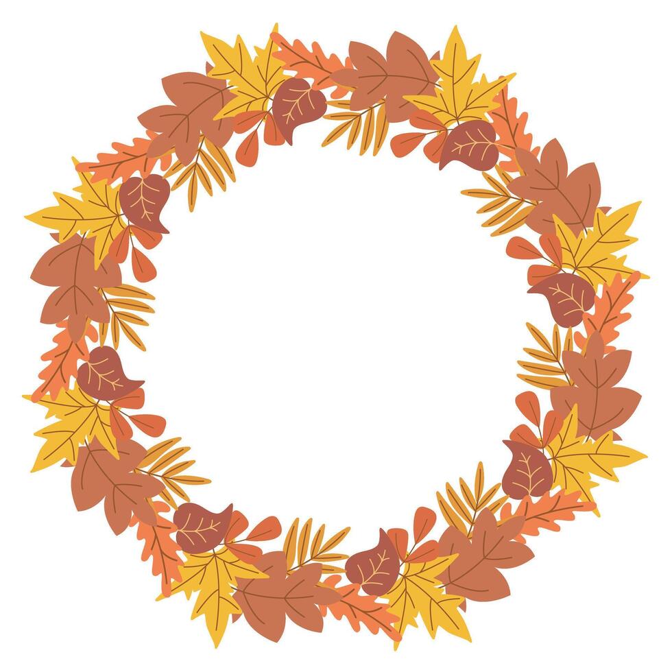Colorful wreath of autumn leaves for card, invitation, sale, flyer, advertisement and other design vector