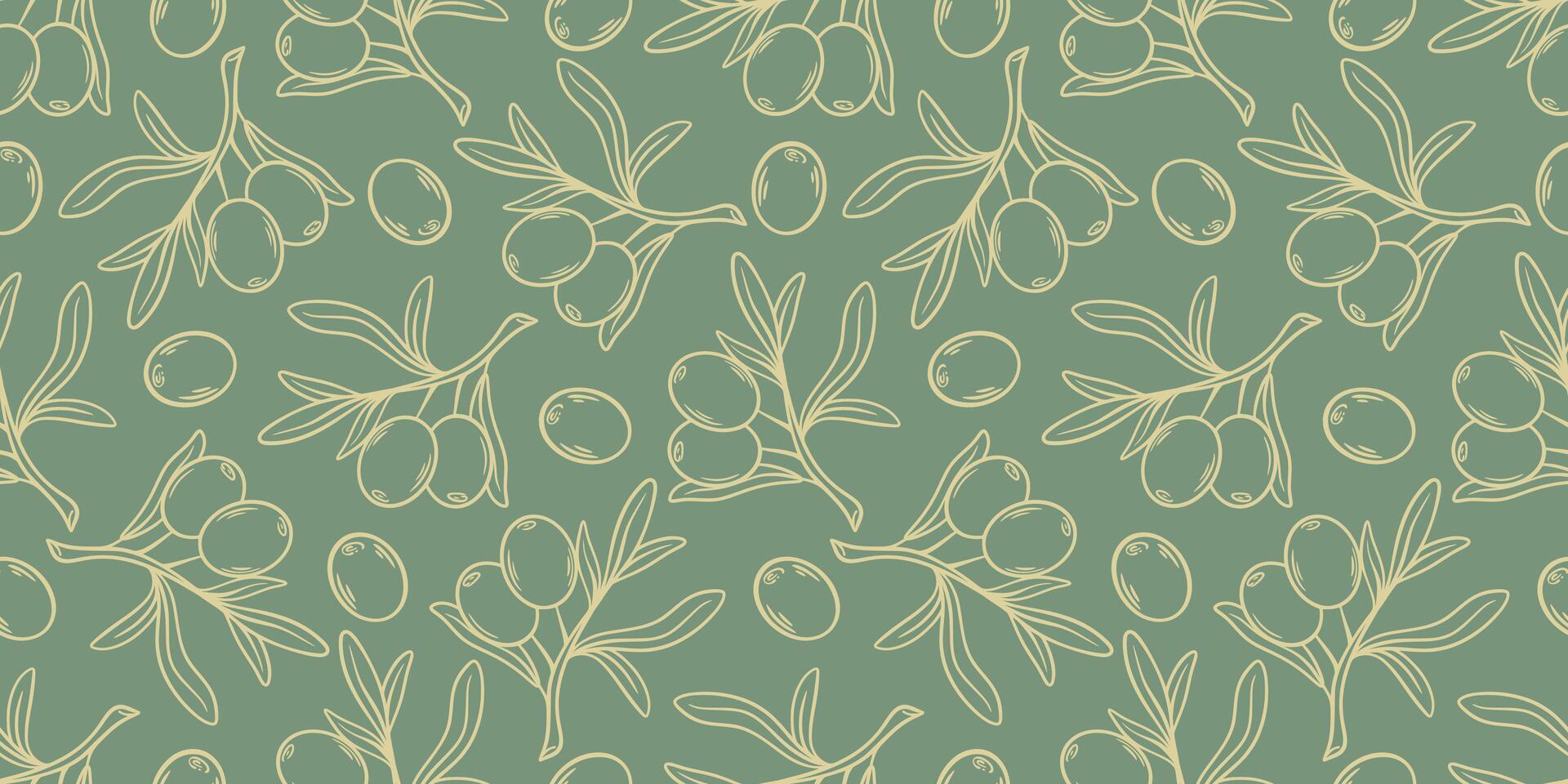 Harvest ripe olives hand engraved seamless pattern vector