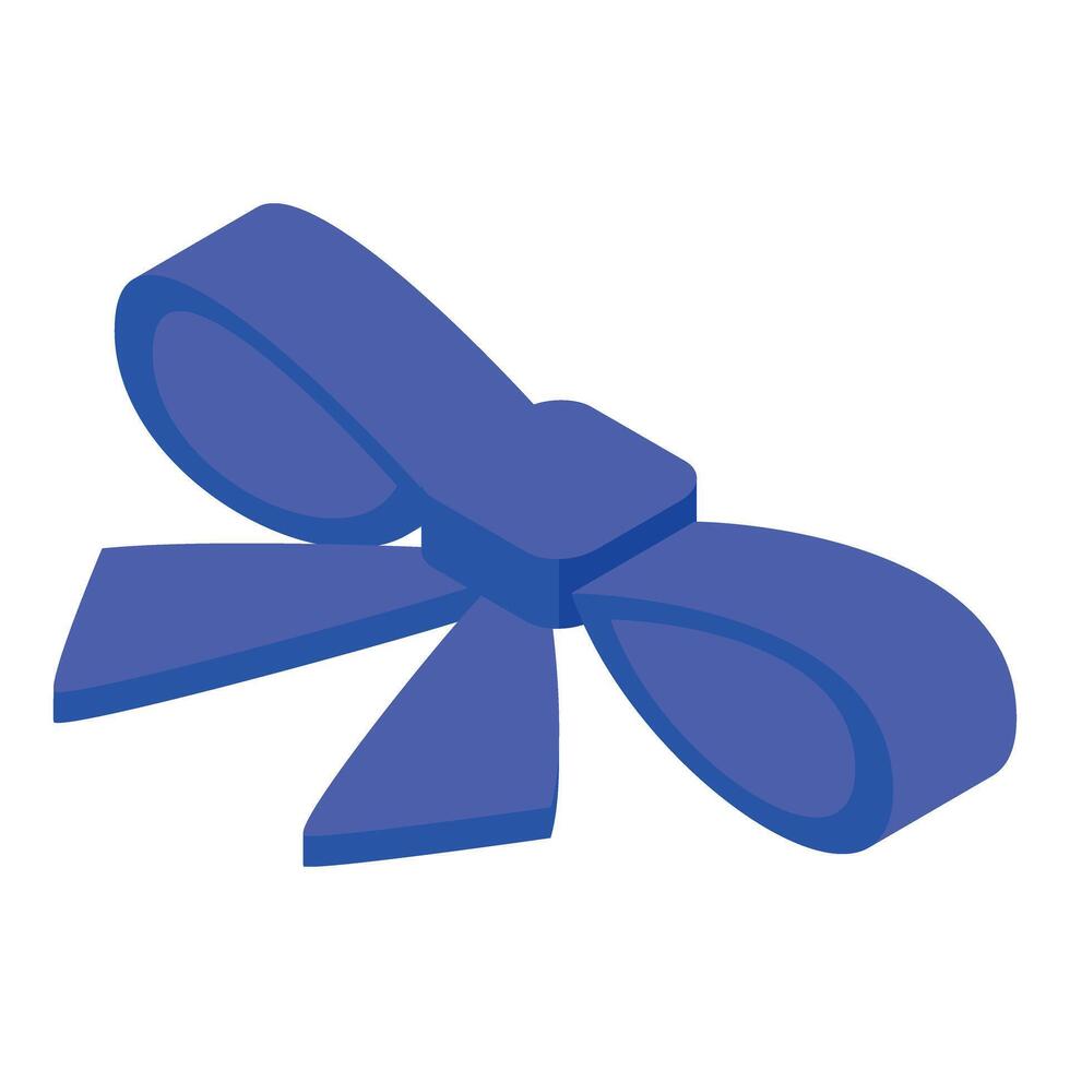 Blue ribbon bow knot isometric decoration vector
