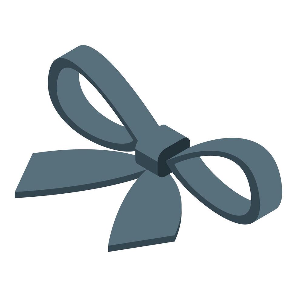 Blue gift bow ribbon tied with isometric design vector