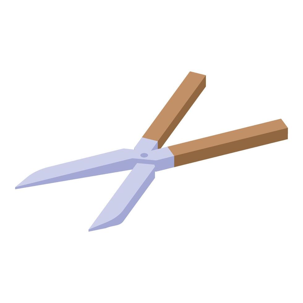 Garden scissors cutting grass isometric view vector