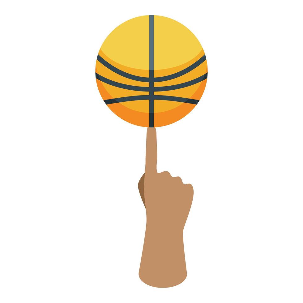 Hand spinning basketball on fingertip skill and precision vector