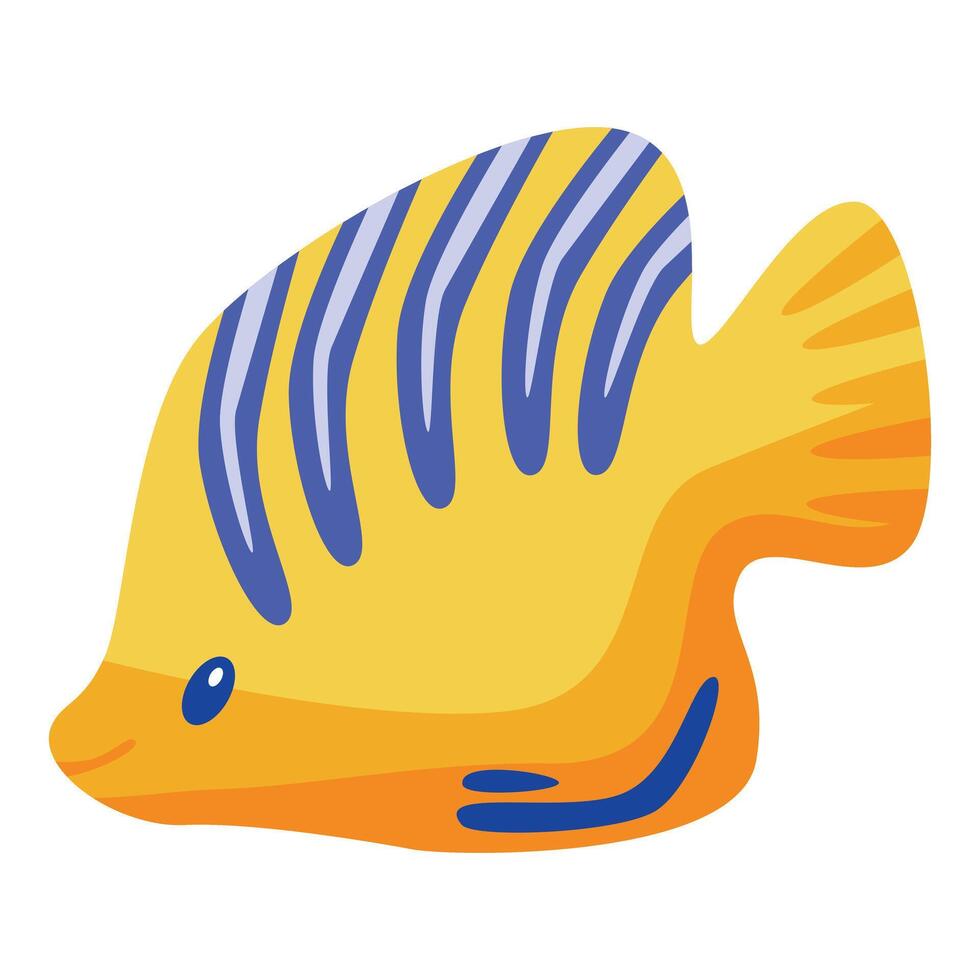 Yellow tropical fish swimming with blue stripes illustration vector