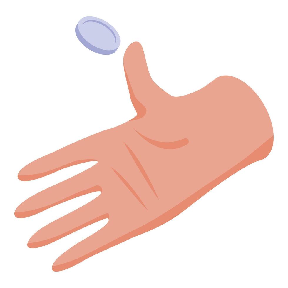 Hand flipping coin making decision concept icon vector
