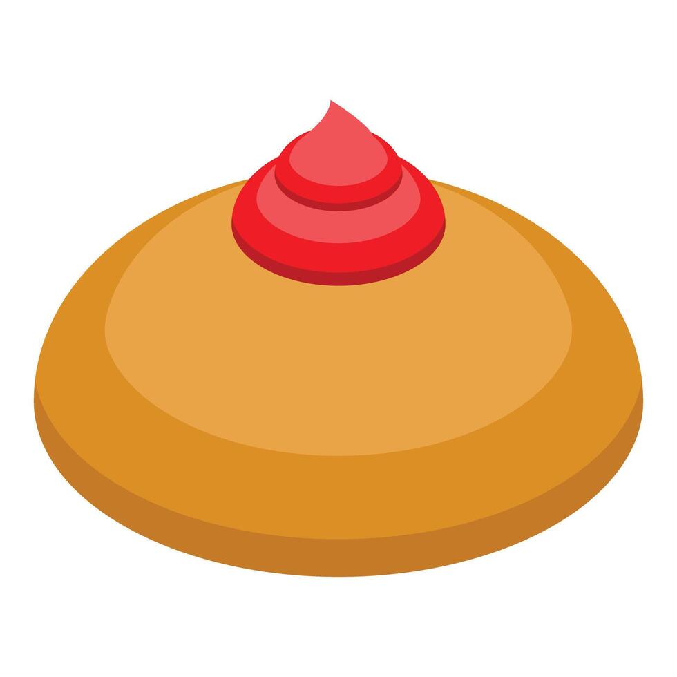Round challah bread showing red jelly topping for rosh hashanah holiday vector