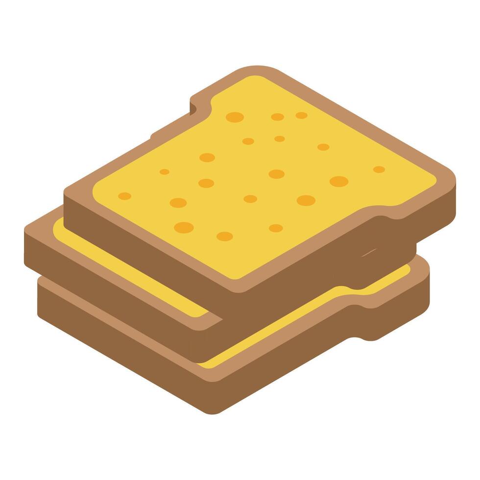 Two slices of toast bread forming a sandwich bread isometric icon vector