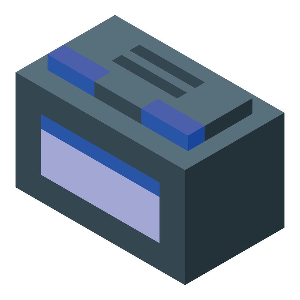 Car battery isometric showing accumulator providing energy vector