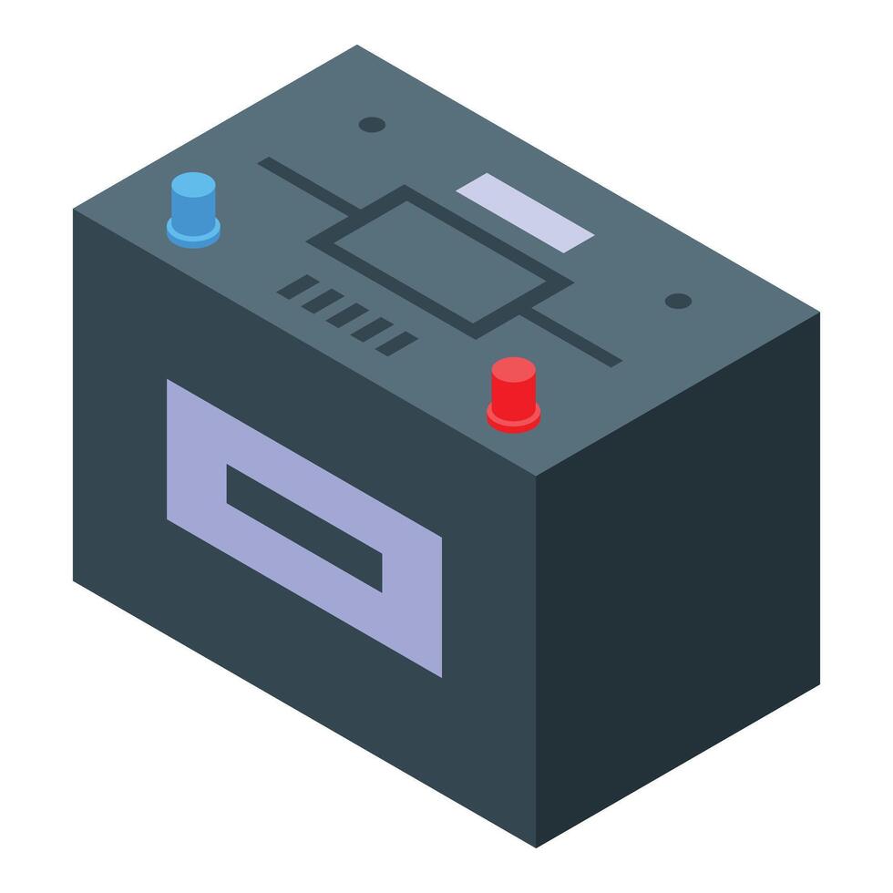 Car battery providing electrical current isometric view vector