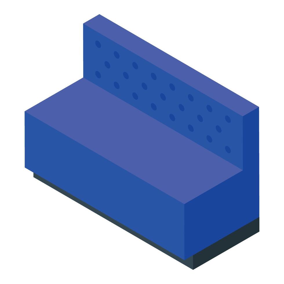 Blue city bench with metal backrest isometric view vector