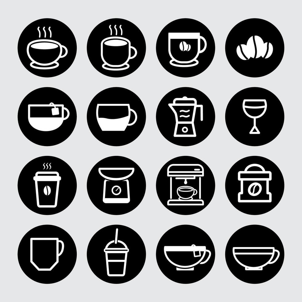 set icons coffee cup, coffee drink in cafe vector