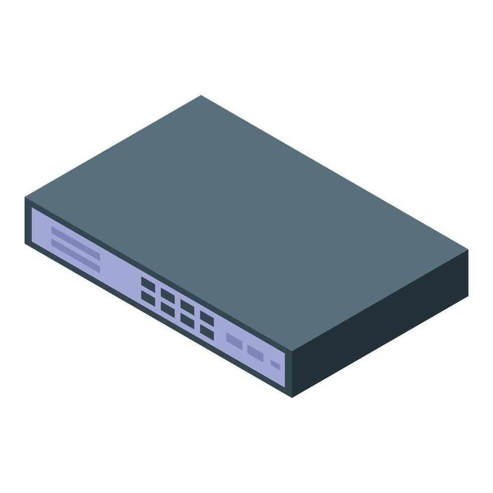 Network switch connecting to internet server in isometric view vector