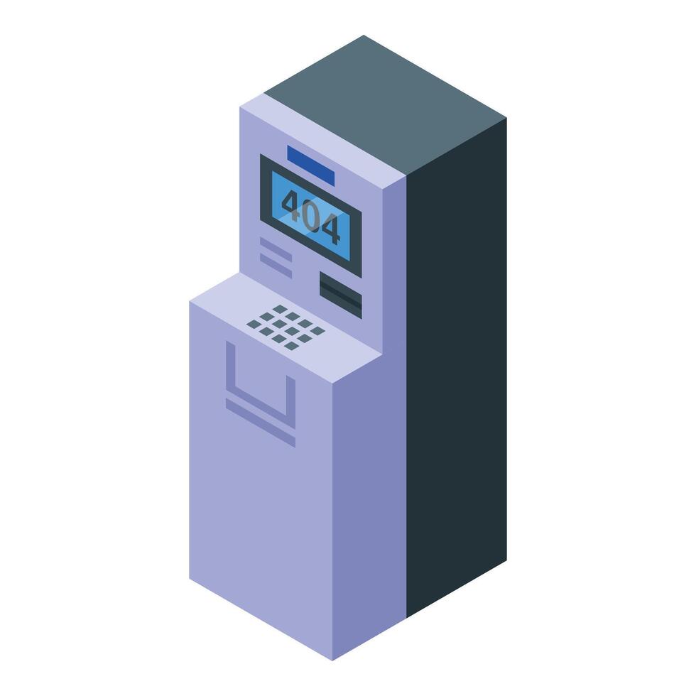 Atm error 404 not found isometric view vector