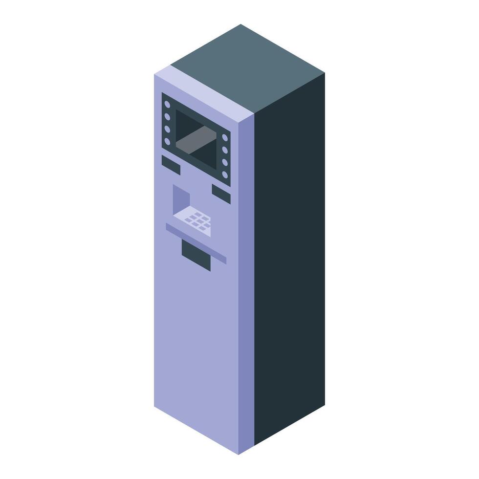 Atm machine offering modern banking services in isometric view vector
