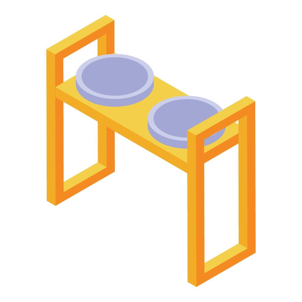Double bowl stand for pets feeding presenting minimalist design with isometric view vector