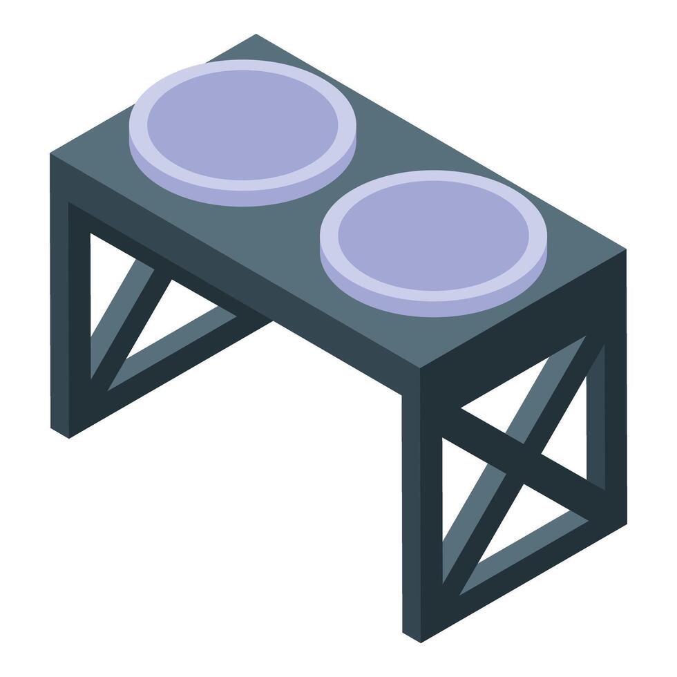 Double pet bowl isometric with metal stand vector