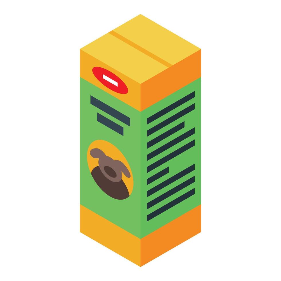Isometric dog food packaging showing nutritional information vector