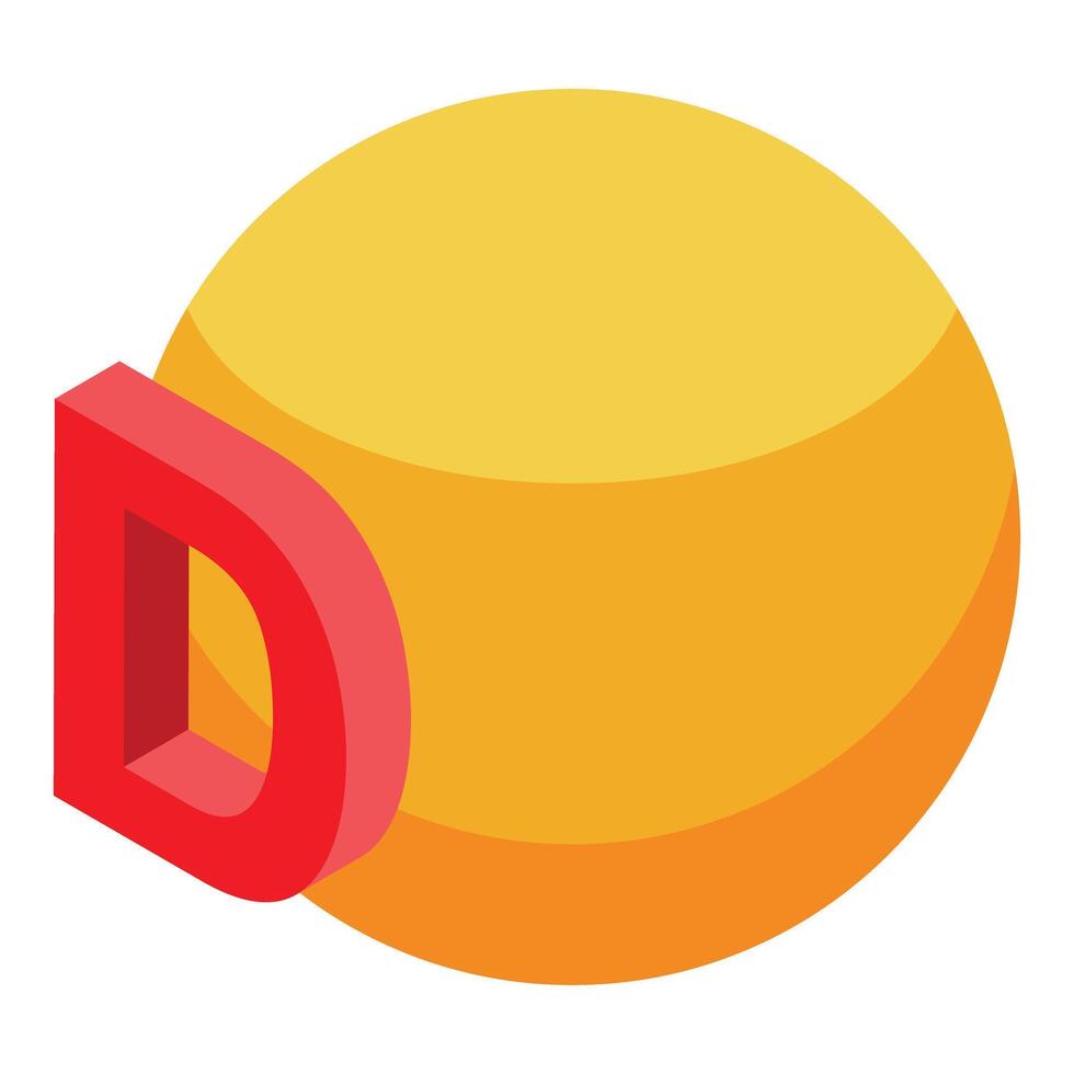 3d red letter d logo with yellow sphere vector