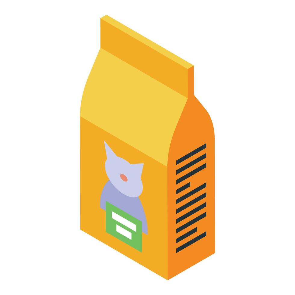 Cat food bag icon isometric style vector