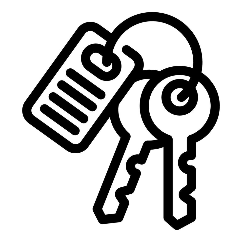 Keys with tag hanging on ring for hotel room access vector