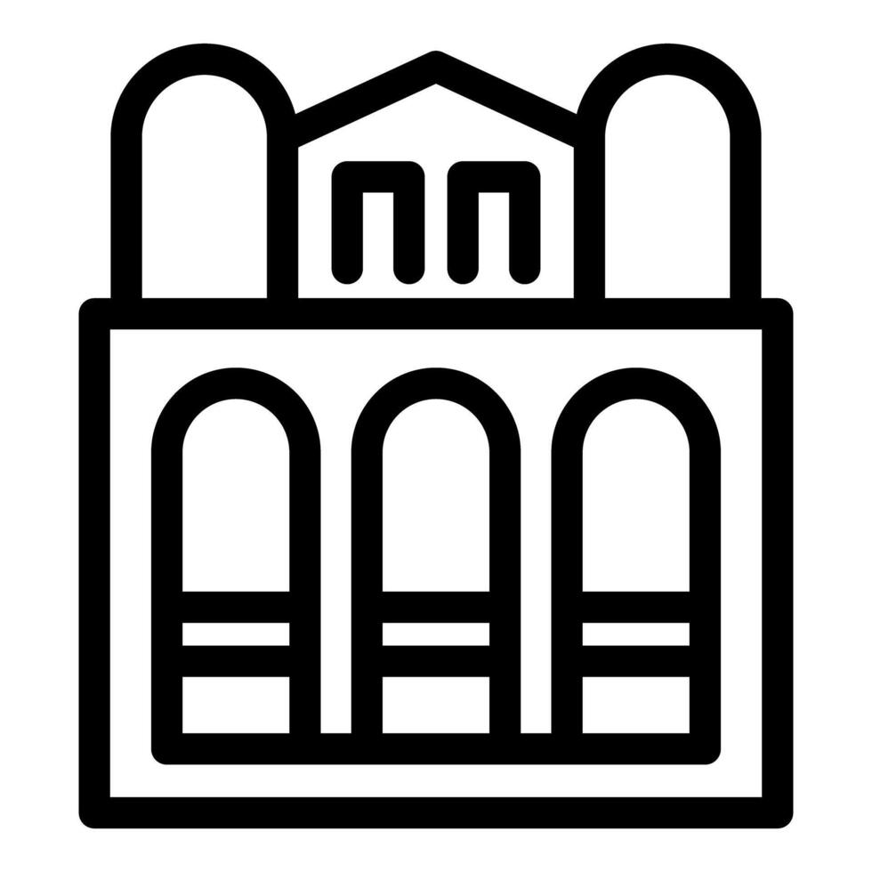 Building with arches and columns facade icon showing urban architecture vector