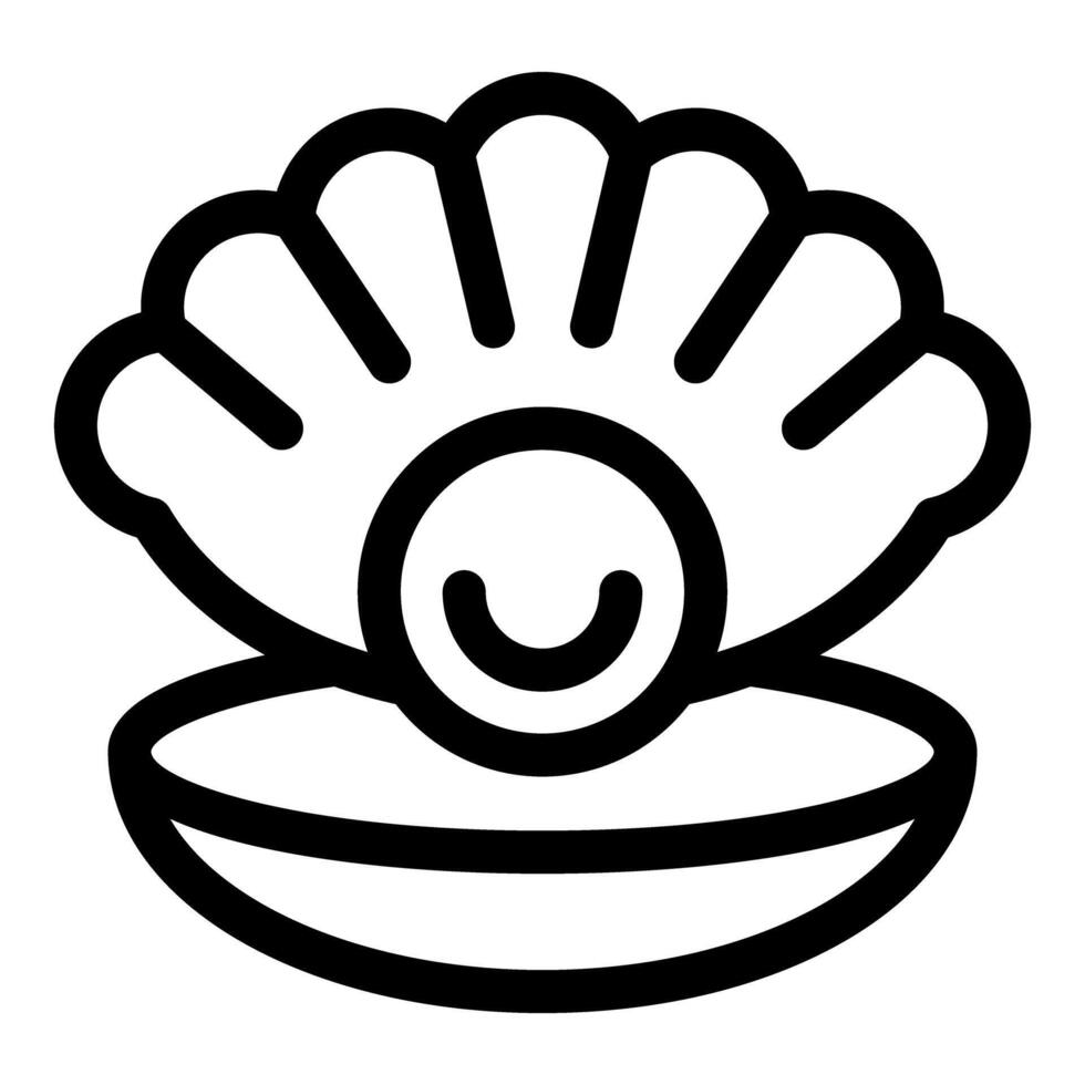 Open shell showing smiling pearl icon vector outline