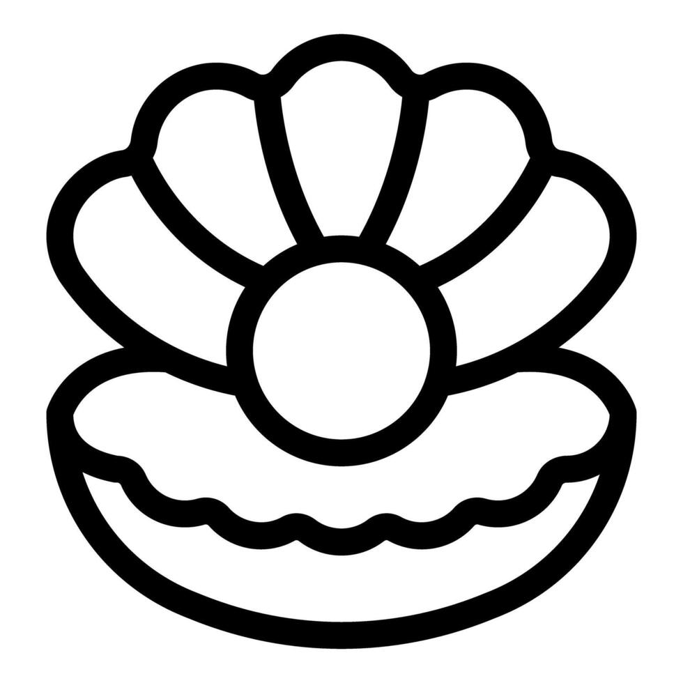 Open oyster shell holding a big shining pearl icon vector