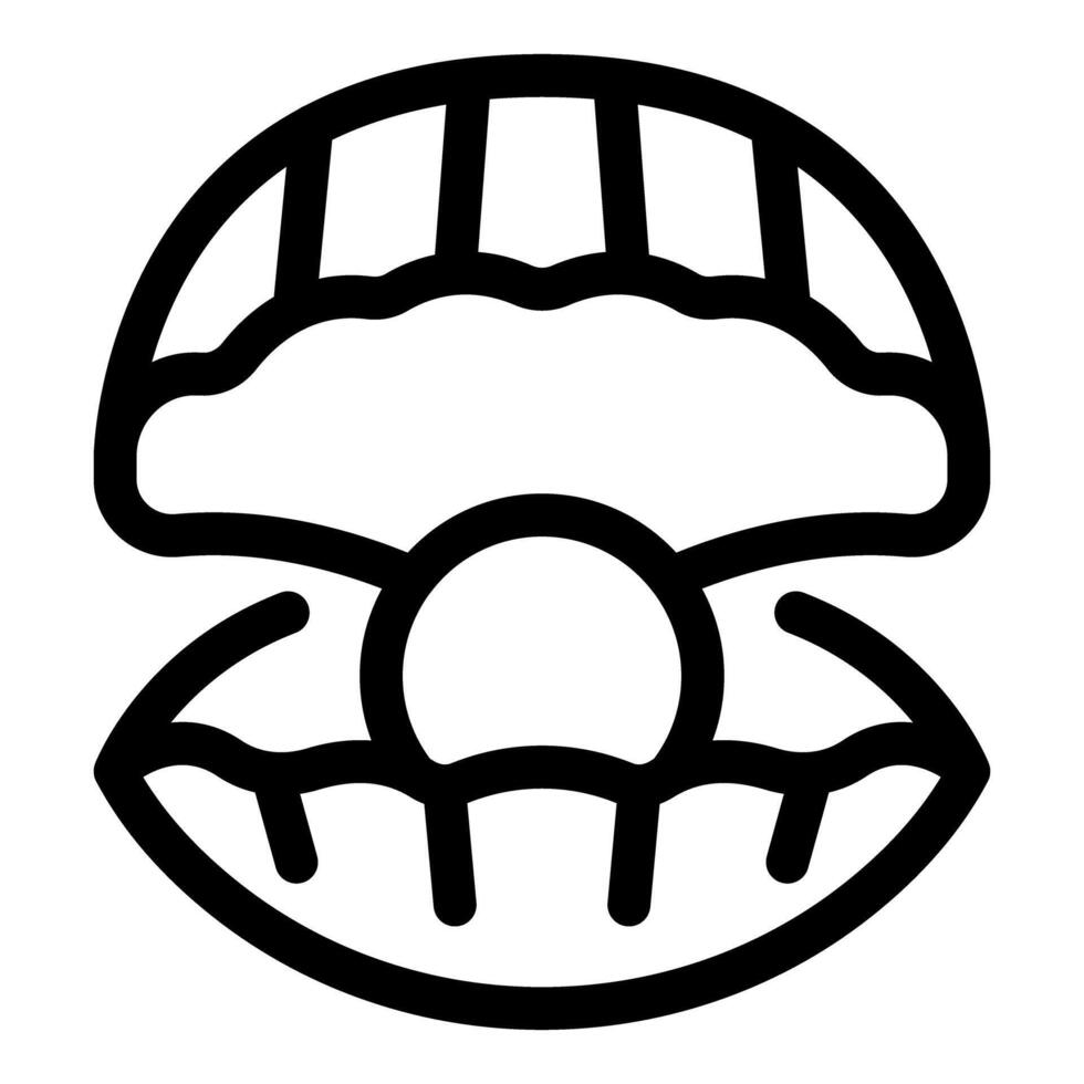 Open shell with pearl icon, marine life symbol vector