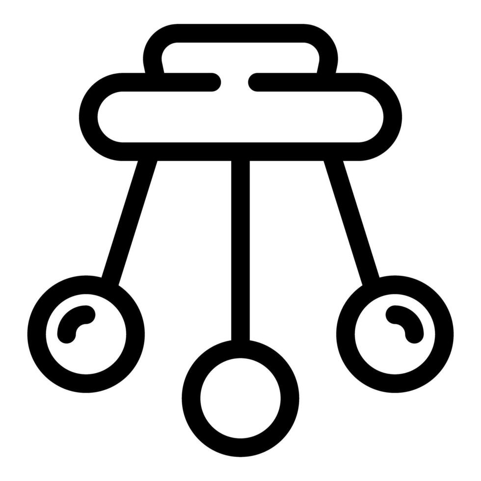 Newton cradle showing momentum and energy transferring vector
