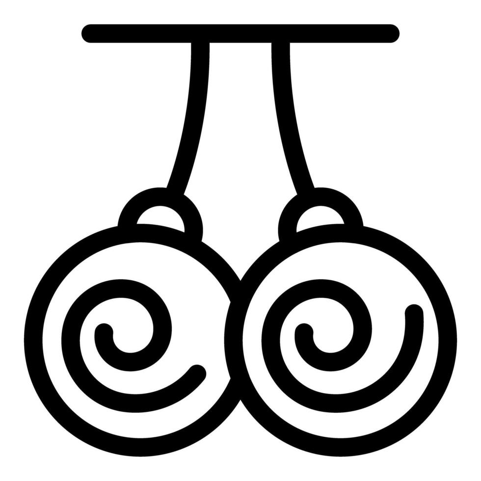 Round earrings with spiral pattern hanging from a hook for fashionable look vector