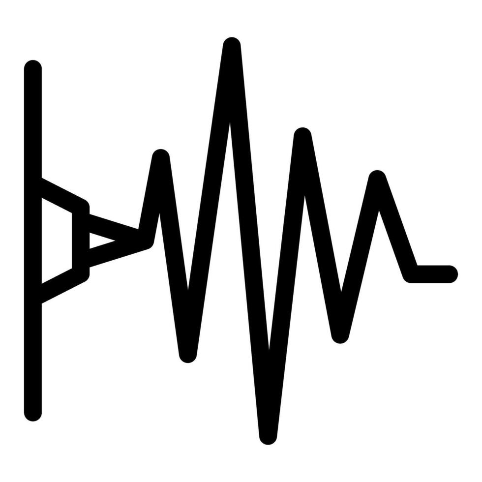 Loudspeaker emitting sound wave icon bold outline vector