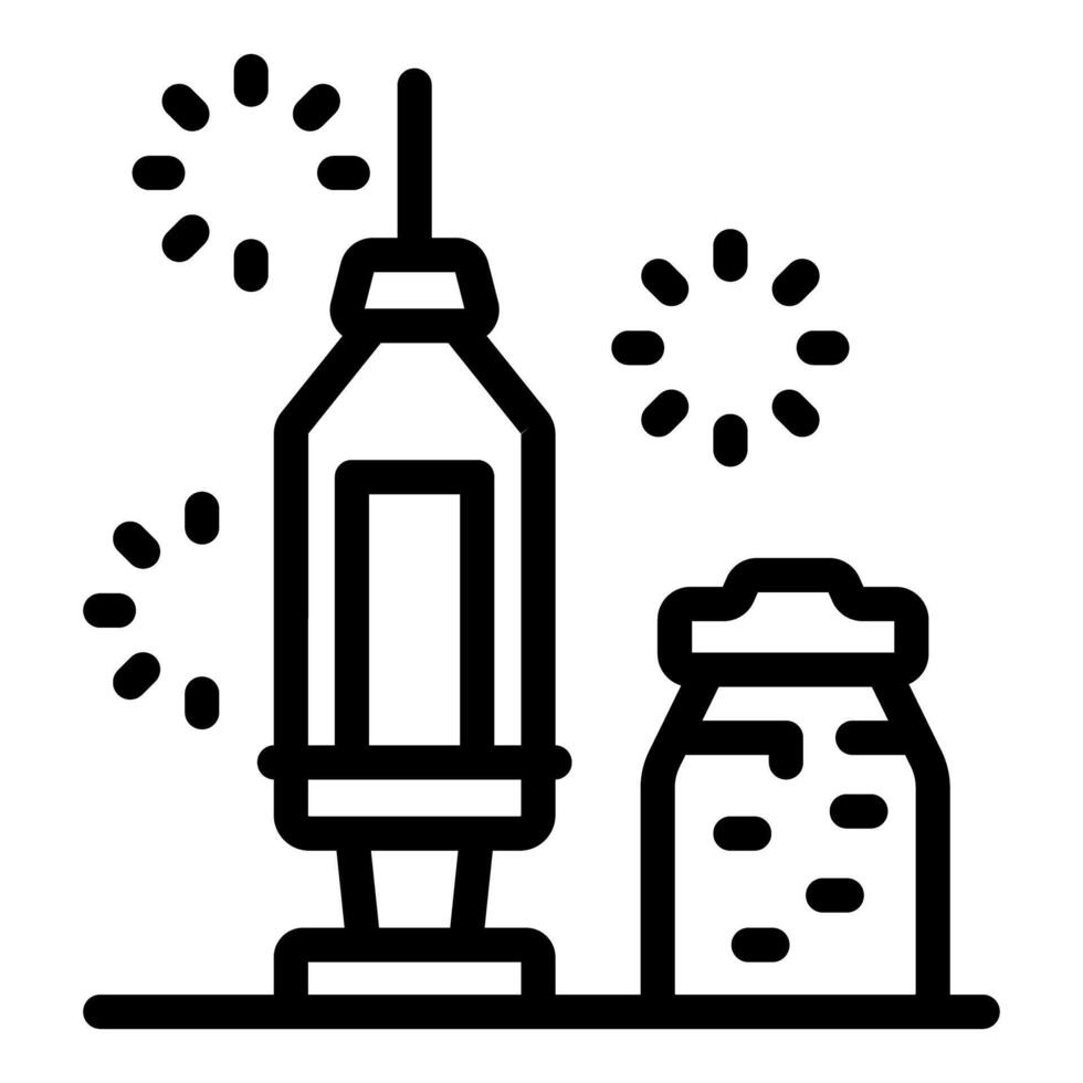 Vaccine development for global immunization program celebrating success with fireworks vector