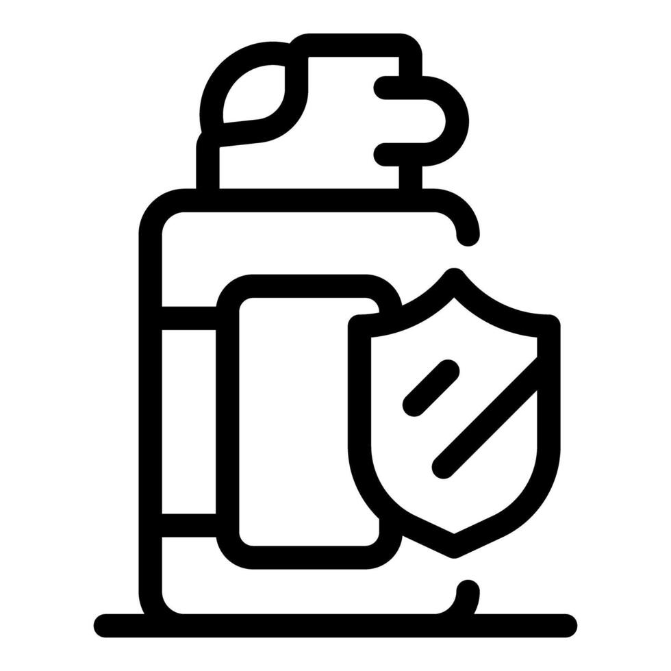 Lighter protection sign with shield protecting flame icon vector outline