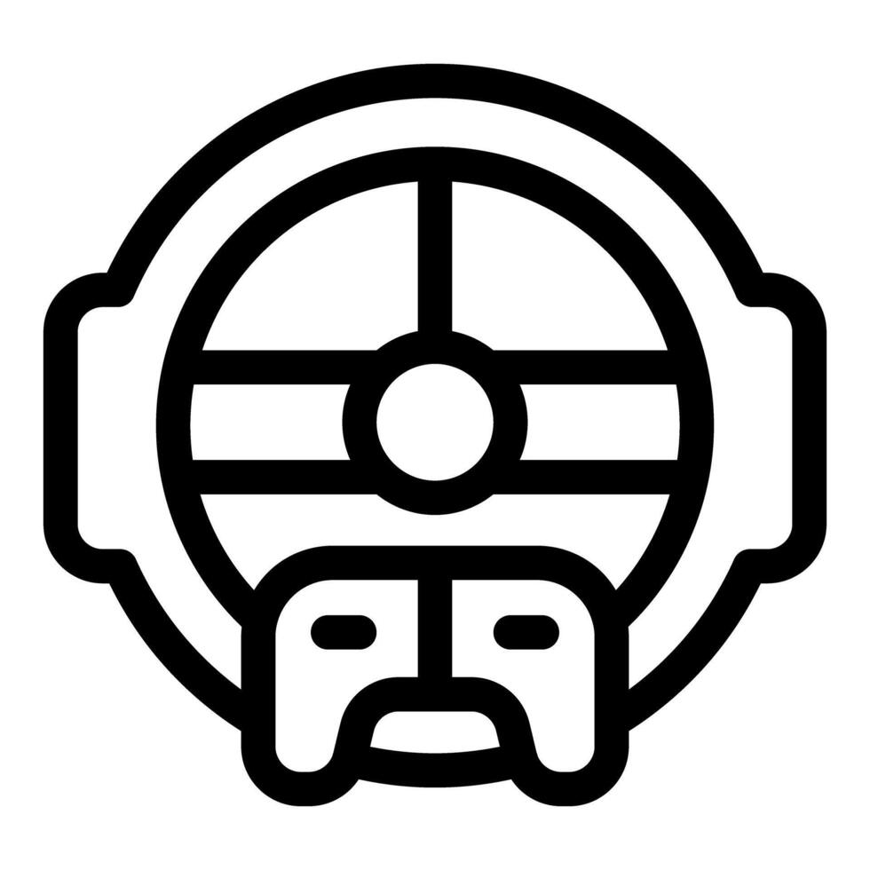 Gamer wearing virtual reality headset playing with gamepad icon vector