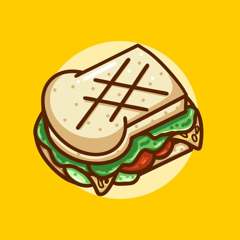 A sandwich design that is still warm and looks delicious, drawn in a simple style vector