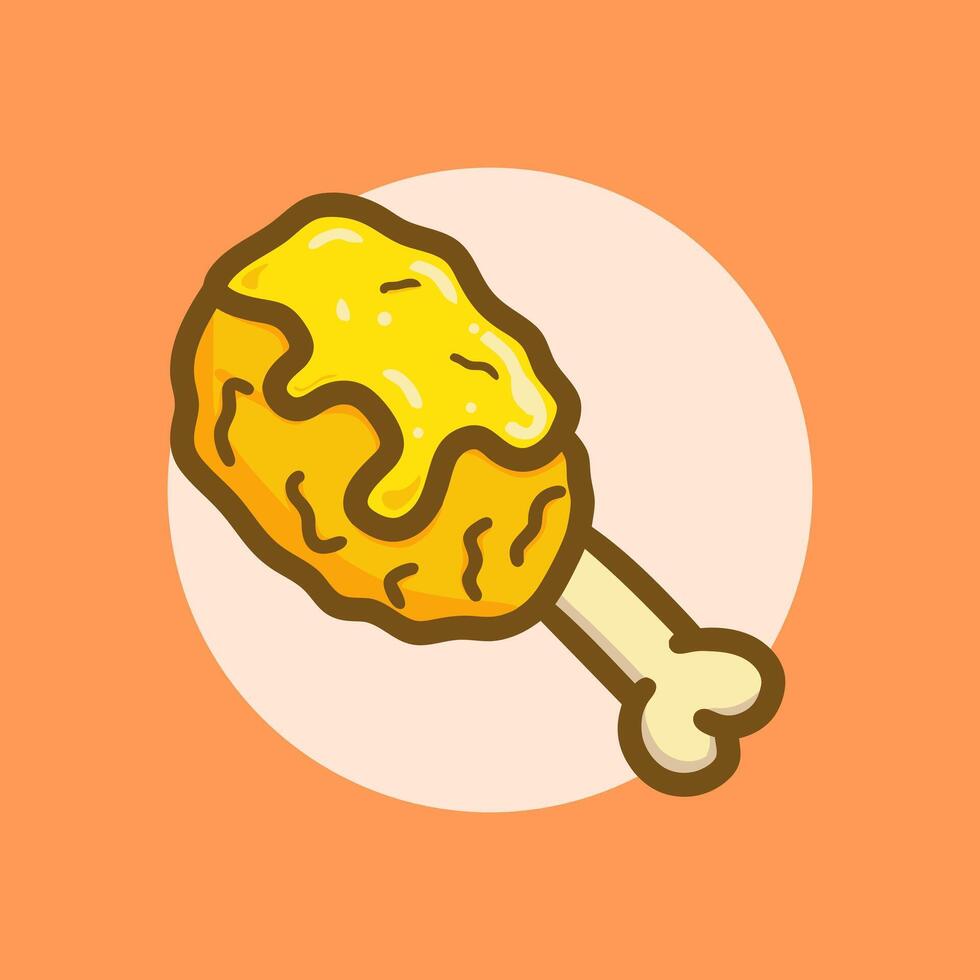 The design of a piece of crispy fried chicken with cheese sauce vector
