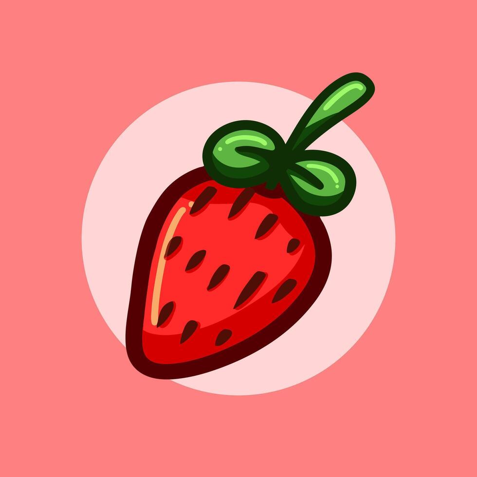 Strawberry fruit design that is still fresh and looks delicious, drawn in a simple style vector