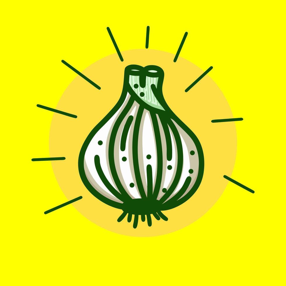 The fresh garlic design is drawn in a simple style vector