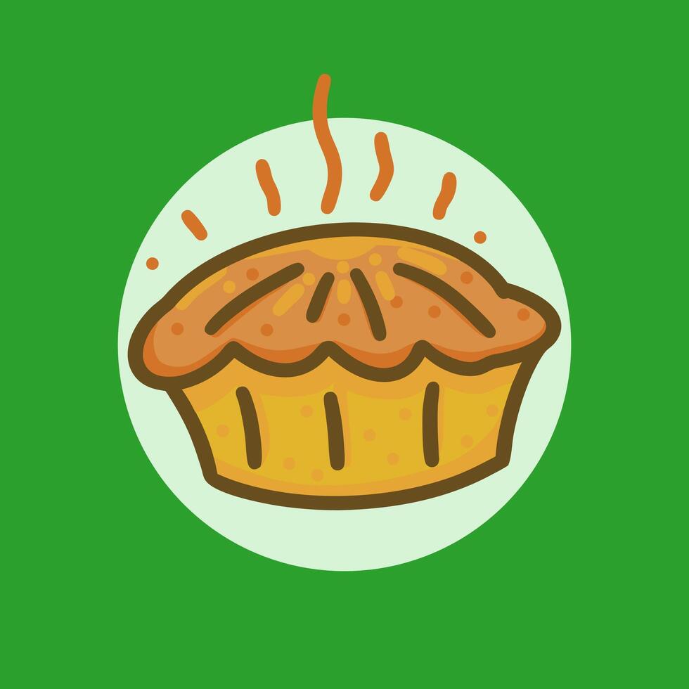 design for a pie pan that is still warm and looks delicious, drawn in a simple style vector