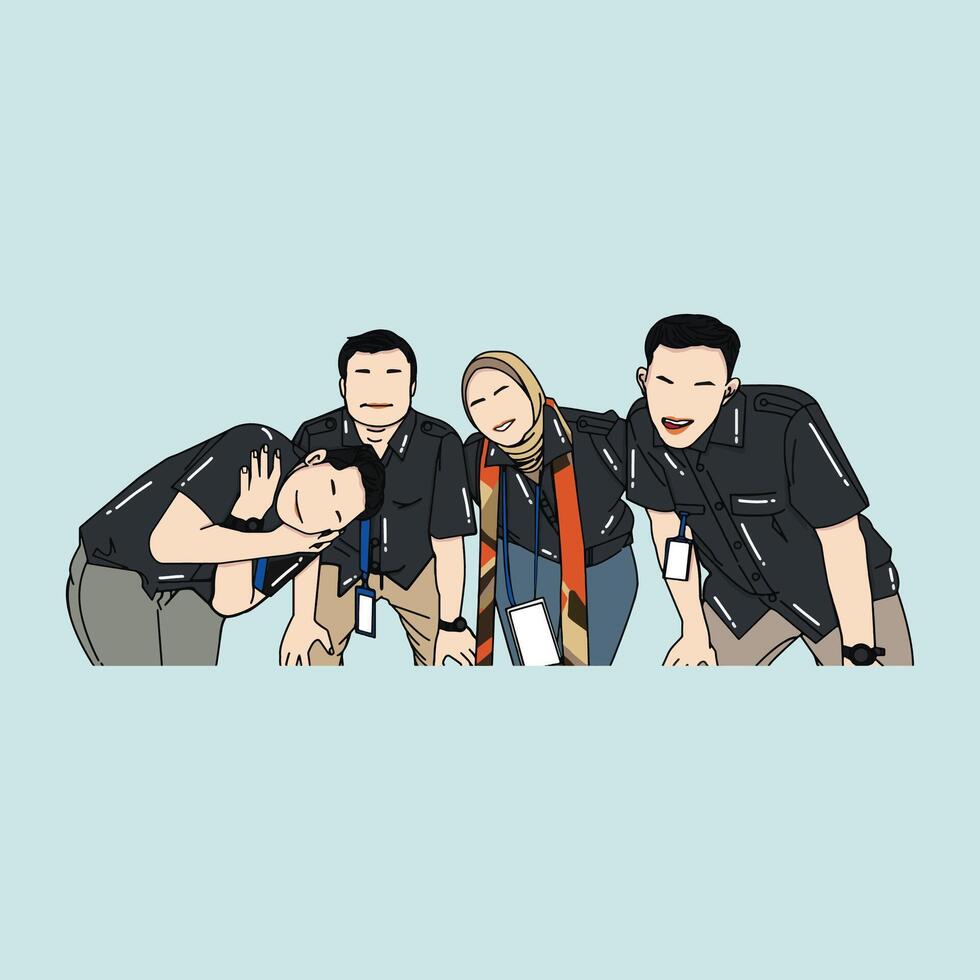 Happiness Company Employee Portrait Illustration Faceless vector