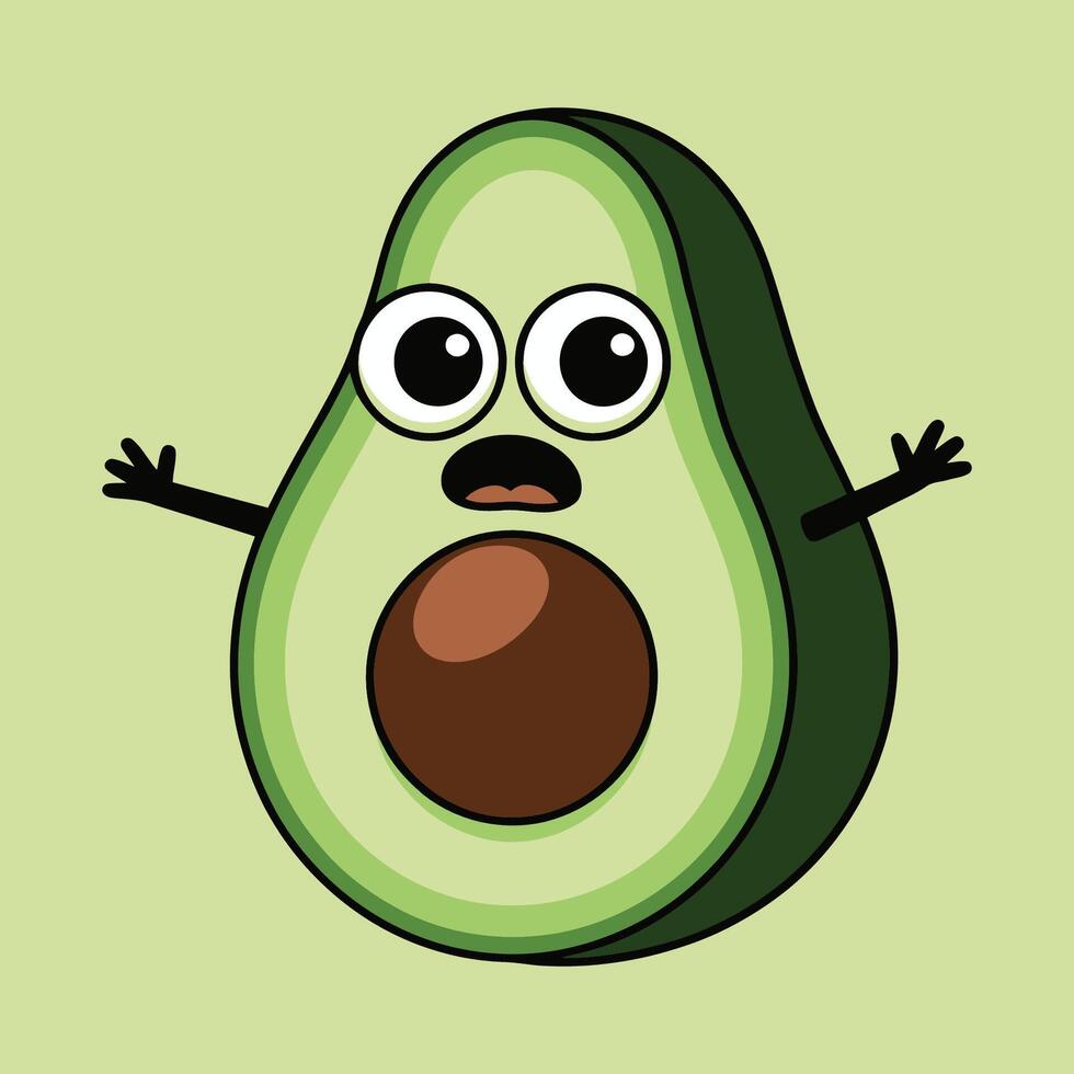Cute avocado with surprised expression vector