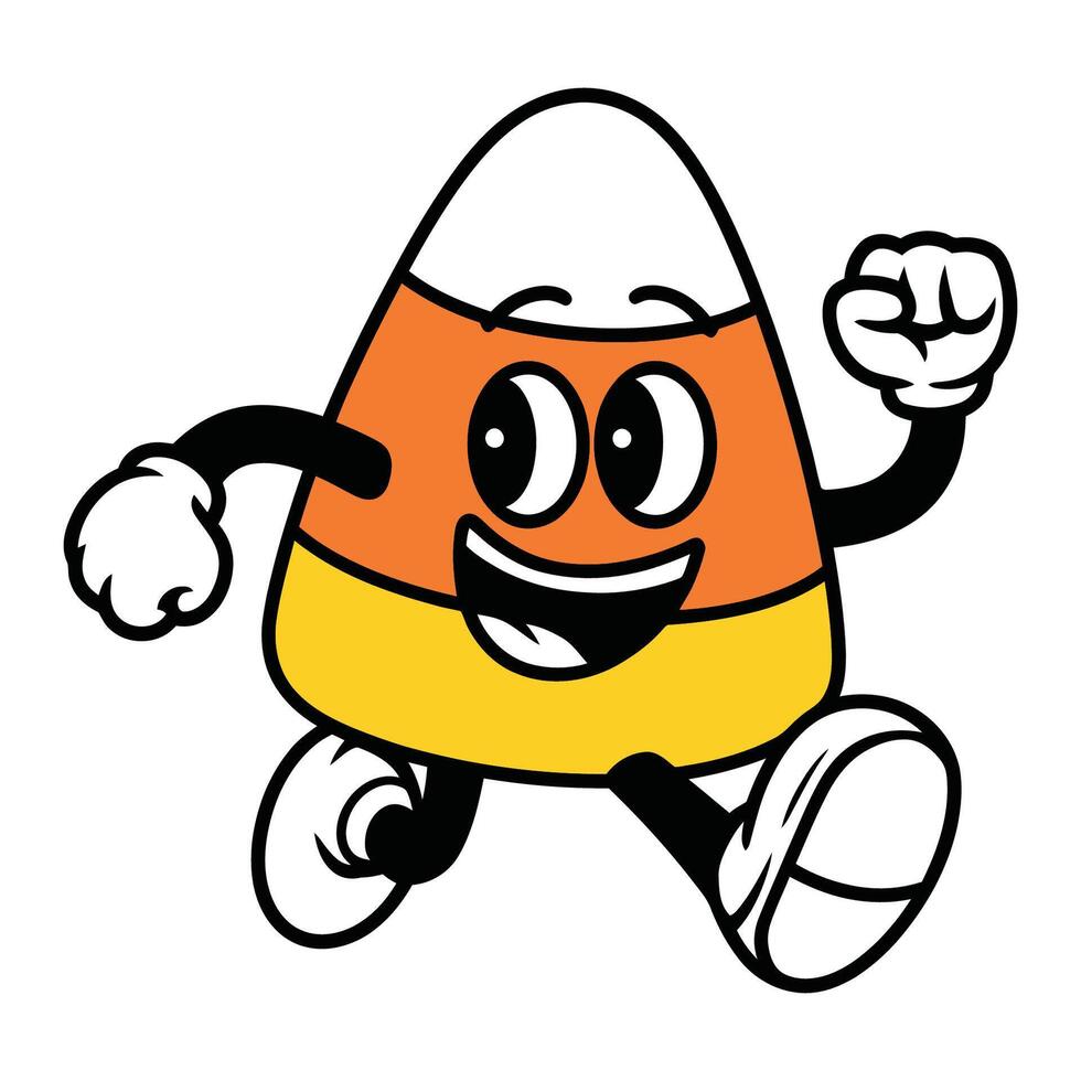 Happy candy corn character running with excitement vector