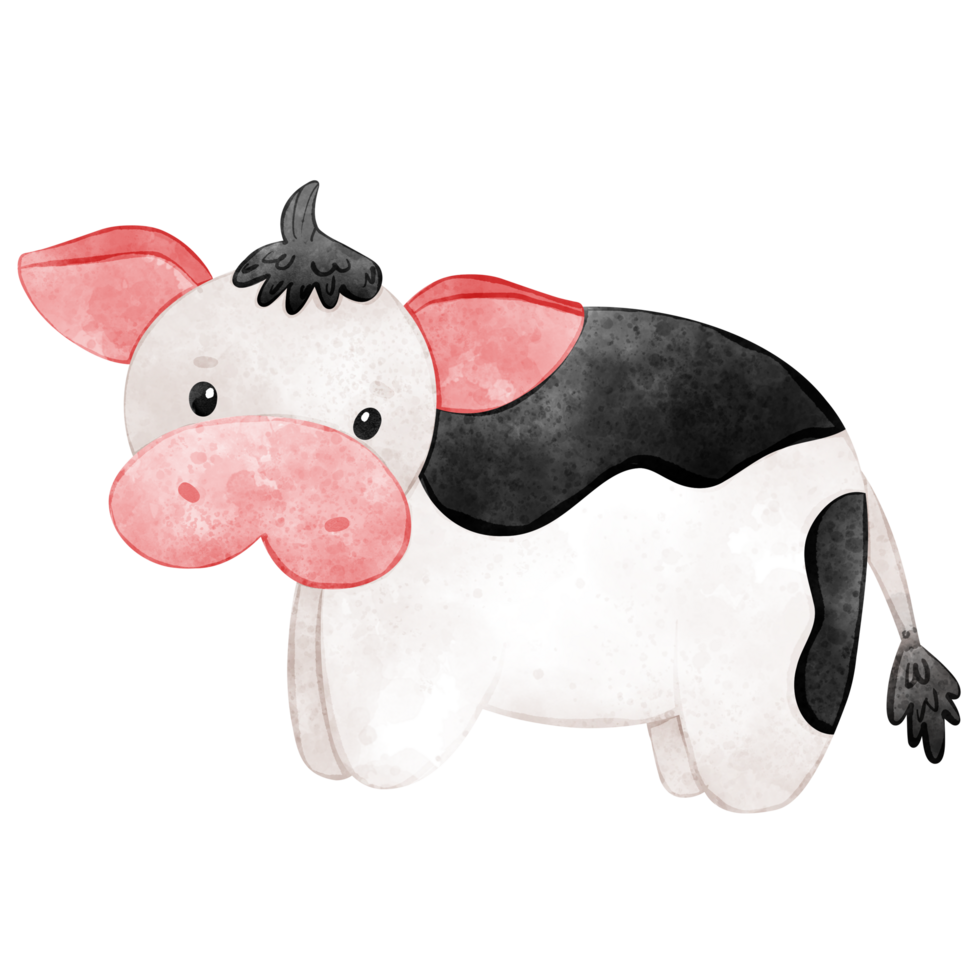 Cute Cow, Farm Animal, Watercolor style png