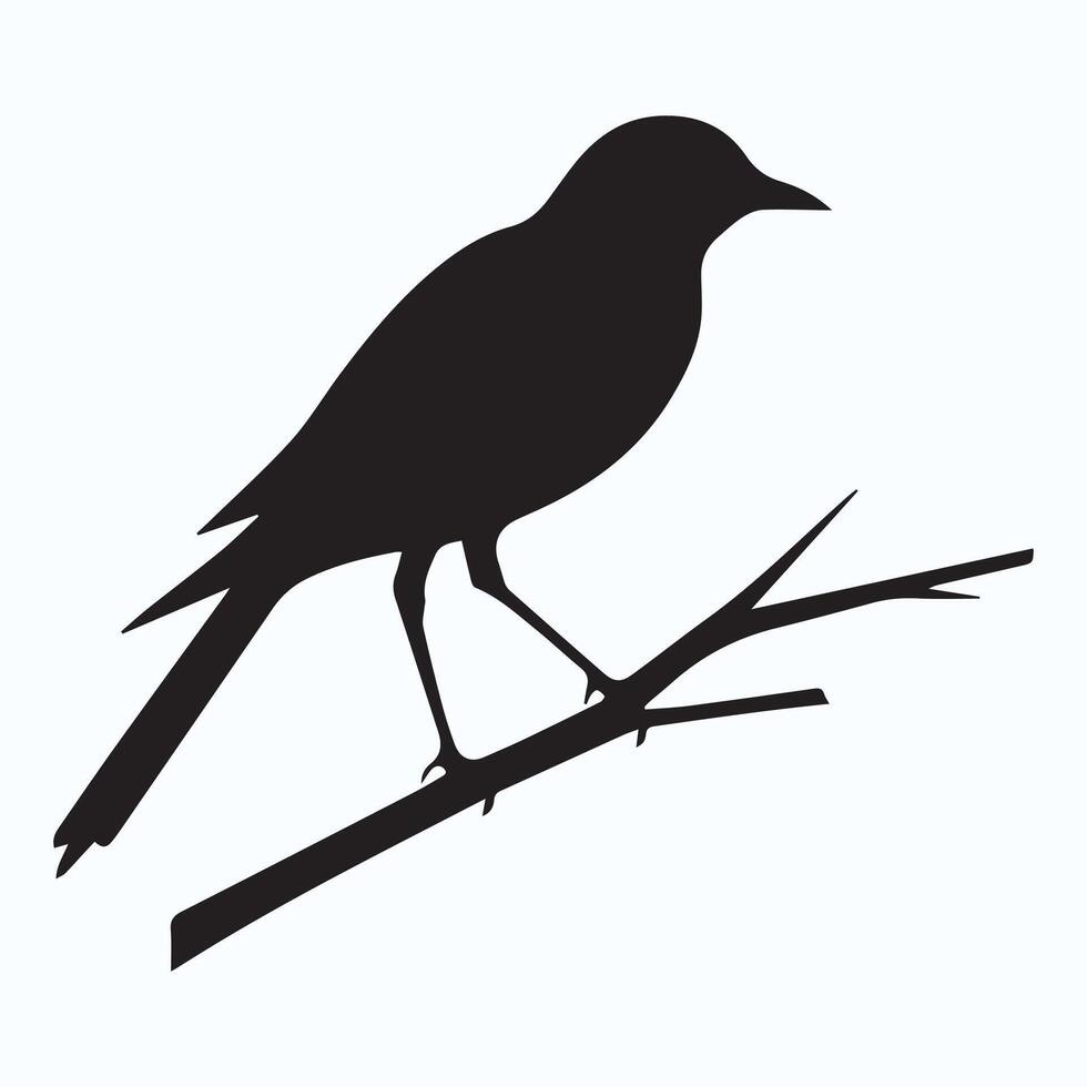 bird on a brunch silhouette icons vector