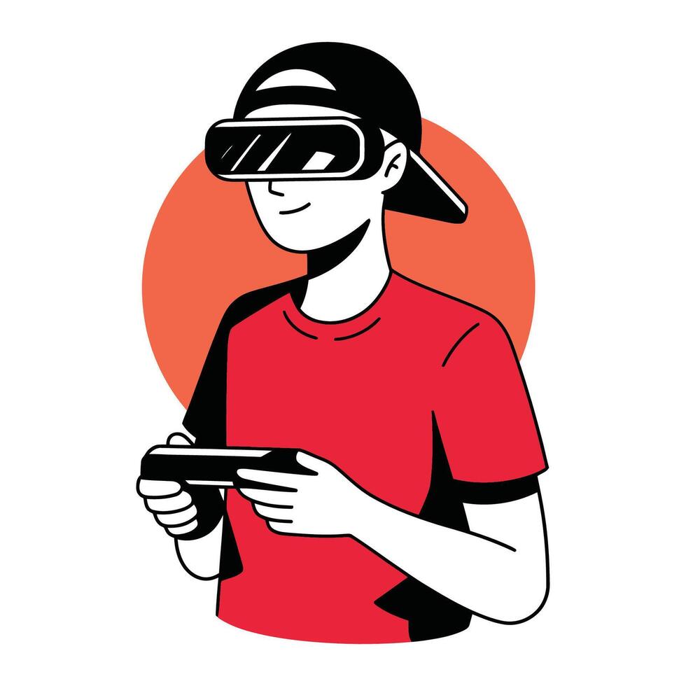 Gamer with VR Headset Illustration vector