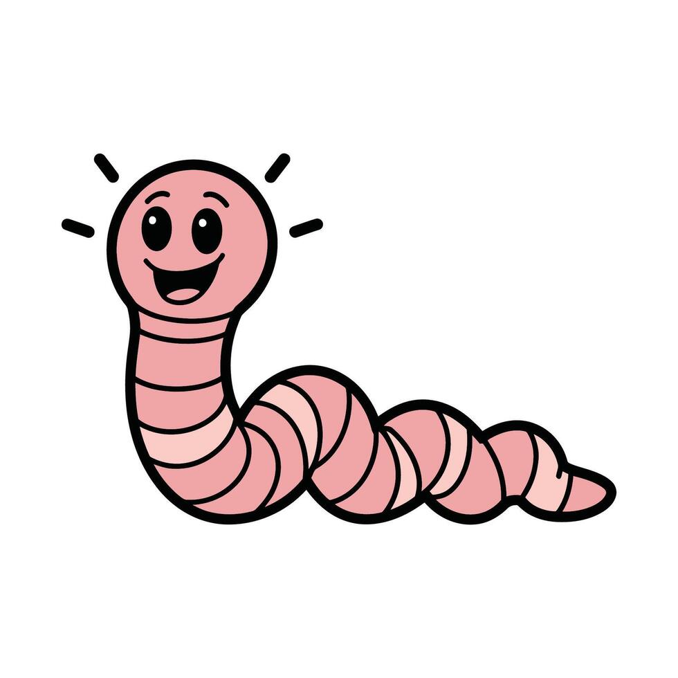 Smiling cartoon worm in pink color illustration vector