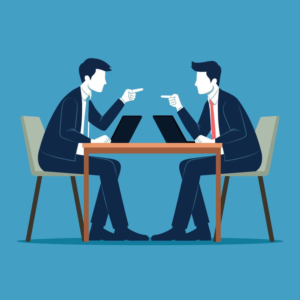 Businessman colleagues arguing in work disagreement flat illustration vector