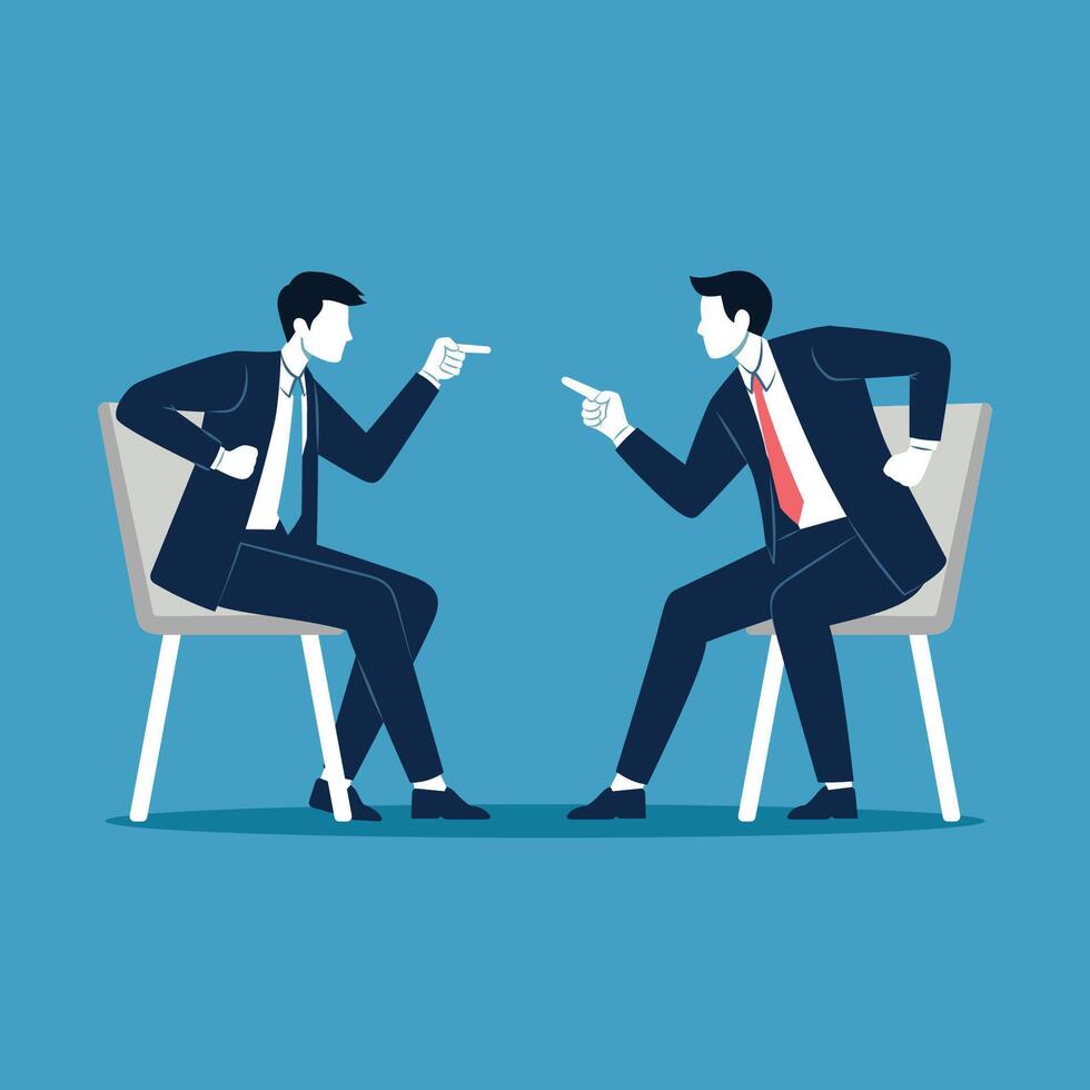 Businessman colleagues arguing in work disagreement flat illustration vector